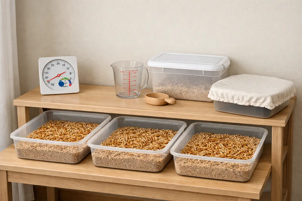 Mealworms Farming Setup at Home: Space, Tools, and Environment